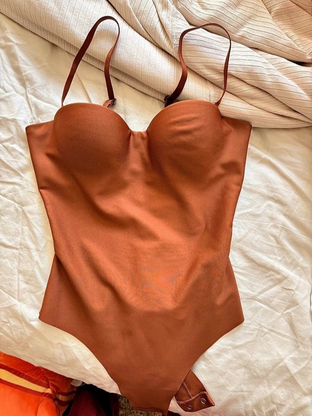 Skims Underwire Thong Bodysuit Rust